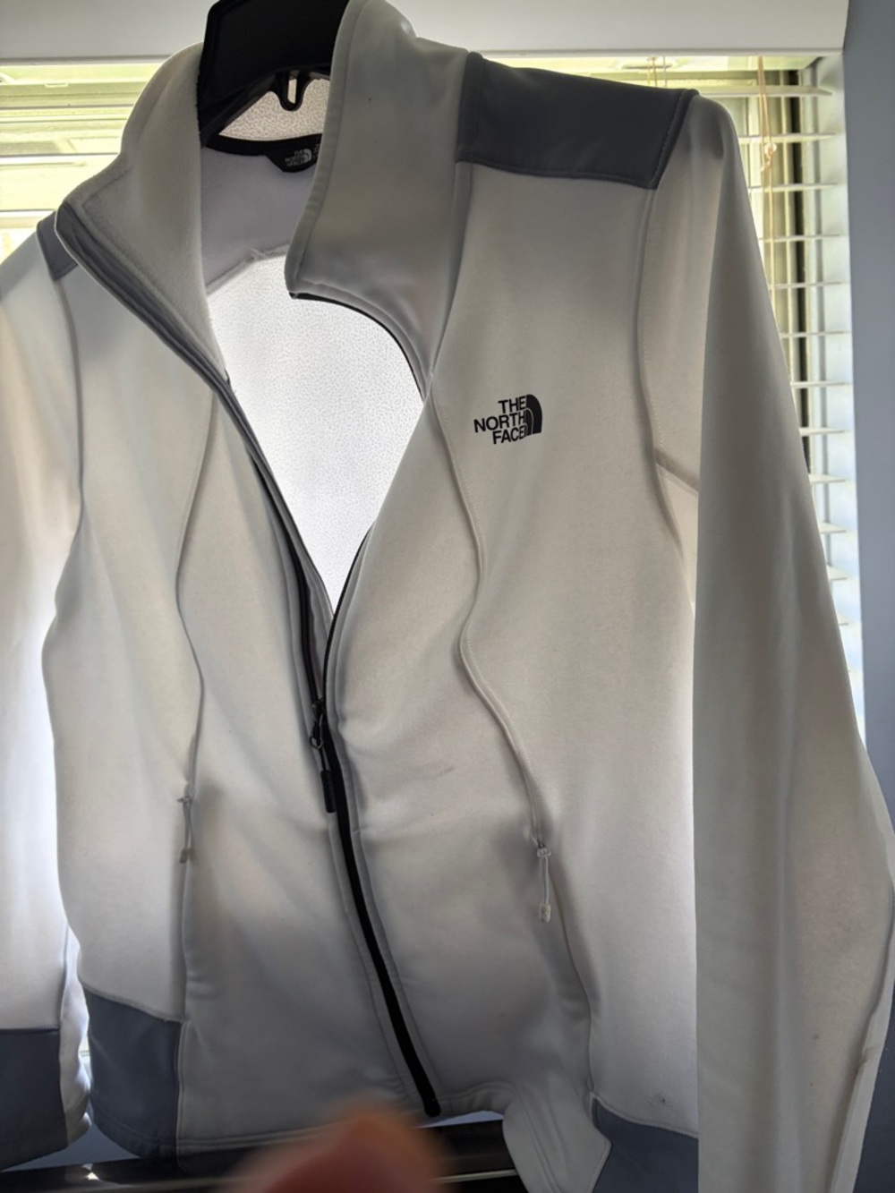 The North Face woman White & Light Gray Zip-Up Fleece Jacket